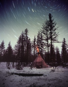 Mongolian Urtz Winter Star Trails