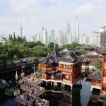Shangai's Yu Gardens and Pudong Skyline