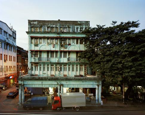 Buildings on the streets of Yangon, Myanmar.