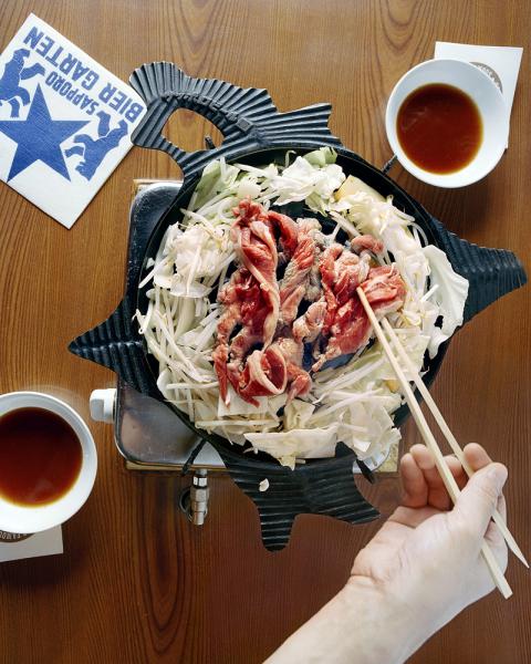 Sapporo Bier Garten Hokkaido Japan.Meat-lamb shoulder (thin slices)-lamb chopVegetables-Pumpkin-cabbage-Onion-bean sprout (MOYASHI)