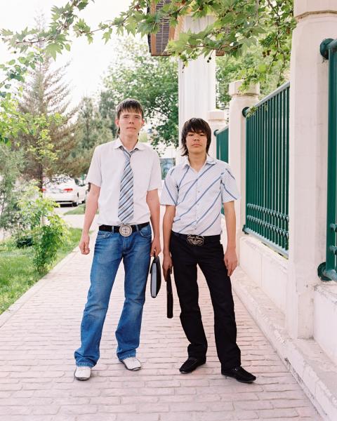 Mihail and Dovlet, two 16-year old Ashgabat hipsters. I think that the ‘$’ and ‘Giorgio Armani’ belt buckles are nice touches.