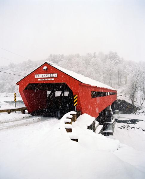 The Taftsville Covered Bridge in Winter.