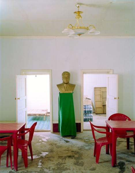 A bust of Saparmurat Niyazov (aka Turkmenbashi) at a roadside diner near Konye Urgench in Turkmenistan.