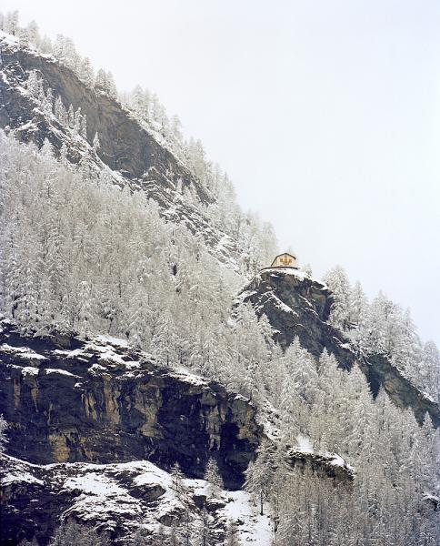 The Edelweis Pension overlooking Zermatt village in Switzerland.