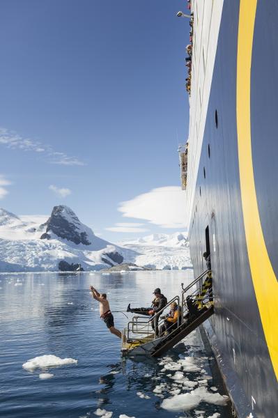For those who needed a bit of encouragement taking the polar plunge in Antarctica.