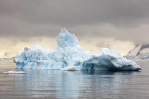 An iceberg floats in Neko Harbour, Antarctica.
