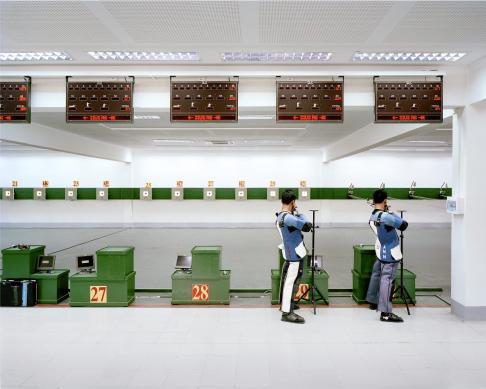 This shooting range was the location for the South East Asian (SEA) Games shooting competition in 2013. Pictured here are two members of the Burmese national team.
