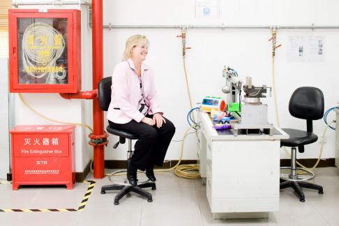 Sue DeRagon, Associate Director of 'Toys and Premiums' in the Toy Testing lab of STR in Shenzhen, China