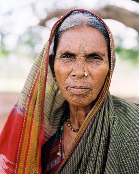 An Indian woman near the city of Aihole, Karnataka Province, India.